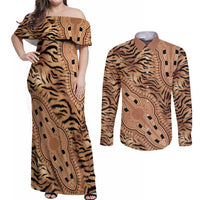 Africa Tiger Mix Dashiki Tribal Pattern Couples Matching Off Shoulder Maxi Dress and Long Sleeve Button Shirt LT9 - Wonder Print Shop