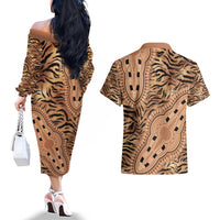 Africa Tiger Mix Dashiki Tribal Pattern Couples Matching Off The Shoulder Long Sleeve Dress and Hawaiian Shirt LT9 - Wonder Print Shop