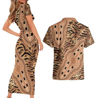 Africa Tiger Mix Dashiki Tribal Pattern Couples Matching Short Sleeve Bodycon Dress and Hawaiian Shirt LT9 - Wonder Print Shop
