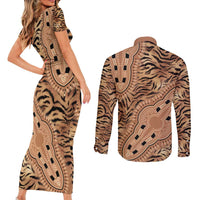 Africa Tiger Mix Dashiki Tribal Pattern Couples Matching Short Sleeve Bodycon Dress and Long Sleeve Button Shirt LT9 - Wonder Print Shop