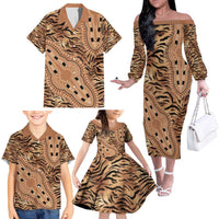 Africa Tiger Mix Dashiki Tribal Pattern Family Matching Off The Shoulder Long Sleeve Dress and Hawaiian Shirt - Wonder Print Shop