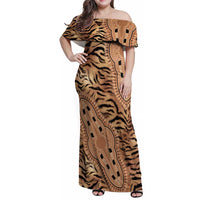 Africa Tiger Mix Dashiki Tribal Pattern Family Matching Off Shoulder Maxi Dress and Hawaiian Shirt LT9 - Wonder Print Shop