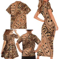 Africa Tiger Mix Dashiki Tribal Pattern Family Matching Short Sleeve Bodycon Dress and Hawaiian Shirt - Wonder Print Shop