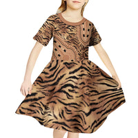 Africa Tiger Mix Dashiki Tribal Pattern Kid Short Sleeve Dress - Wonder Print Shop