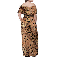 Africa Tiger Mix Dashiki Tribal Pattern Off Shoulder Maxi Dress - Wonder Print Shop