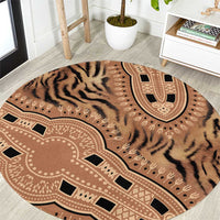 Africa Tiger Mix Dashiki Tribal Pattern Round Carpet