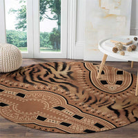 Africa Tiger Mix Dashiki Tribal Pattern Round Carpet