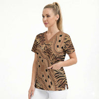 Africa Tiger Mix Dashiki Tribal Pattern Scrub Top