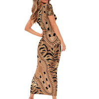 Africa Tiger Mix Dashiki Tribal Pattern Short Sleeve Bodycon Dress - Wonder Print Shop
