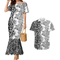 Africa Zebra Mix Paisley Tribal Pattern Couples Matching Mermaid Dress and Hawaiian Shirt LT9 - Wonder Print Shop