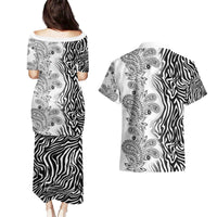 Africa Zebra Mix Paisley Tribal Pattern Couples Matching Puletasi and Hawaiian Shirt LT9 - Wonder Print Shop