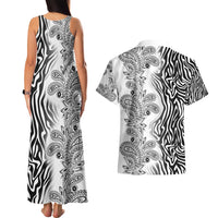 Africa Zebra Mix Paisley Tribal Pattern Couples Matching Tank Maxi Dress and Hawaiian Shirt LT9 - Wonder Print Shop