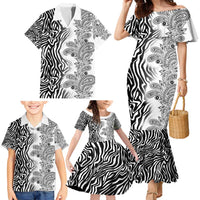 Africa Zebra Mix Paisley Tribal Pattern Family Matching Mermaid Dress and Hawaiian Shirt LT9 - Wonder Print Shop