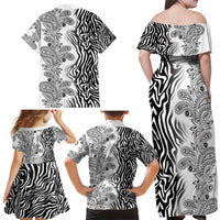 Africa Zebra Mix Paisley Tribal Pattern Family Matching Off Shoulder Maxi Dress and Hawaiian Shirt LT9 - Wonder Print Shop