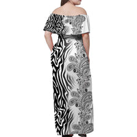 Africa Zebra Mix Paisley Tribal Pattern Family Matching Off Shoulder Maxi Dress and Hawaiian Shirt LT9 - Wonder Print Shop