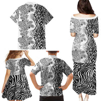 Africa Zebra Mix Paisley Tribal Pattern Family Matching Puletasi and Hawaiian Shirt - Wonder Print Shop