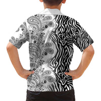 Africa Zebra Mix Paisley Tribal Pattern Family Matching Short Sleeve Bodycon Dress and Hawaiian Shirt - Wonder Print Shop