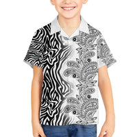 Africa Zebra Mix Paisley Tribal Pattern Family Matching Short Sleeve Bodycon Dress and Hawaiian Shirt - Wonder Print Shop