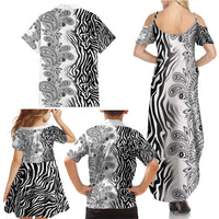 Africa Zebra Mix Paisley Tribal Pattern Family Matching Summer Maxi Dress and Hawaiian Shirt - Wonder Print Shop