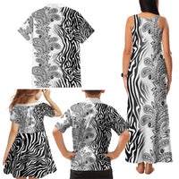 Africa Zebra Mix Paisley Tribal Pattern Family Matching Tank Maxi Dress and Hawaiian Shirt - Wonder Print Shop