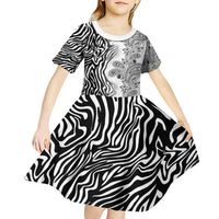 Africa Zebra Mix Paisley Tribal Pattern Kid Short Sleeve Dress - Wonder Print Shop