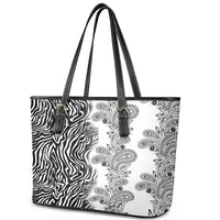 Africa Zebra Mix Paisley Tribal Pattern Leather Tote Bag - Wonder Print Shop