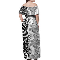 Africa Zebra Mix Paisley Tribal Pattern Off Shoulder Maxi Dress - Wonder Print Shop