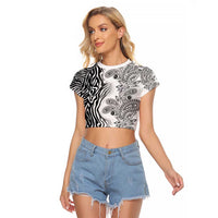 Africa Zebra Mix Paisley Tribal Pattern Raglan Cropped T Shirt - Wonder Print Shop