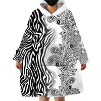 Africa Zebra Mix Paisley Tribal Pattern Wearable Blanket Hoodie - Wonder Print Shop