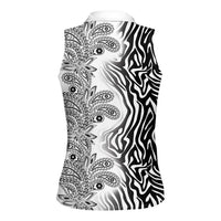 Africa Zebra Mix Paisley Tribal Pattern Women Sleeveless Polo Shirt - Wonder Print Shop