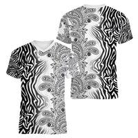 Africa Zebra Mix Paisley Tribal Pattern Women V-Neck T-Shirt - Wonder Print Shop