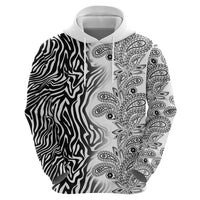 Africa Zebra Mix Paisley Tribal Pattern Zip Hoodie - Wonder Print Shop