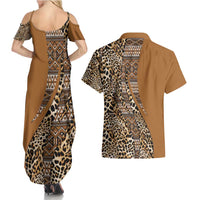 Africa Leopard Mix Native Tribal Pattern Couples Matching Summer Maxi Dress and Hawaiian Shirt LT9 - Wonder Print Shop