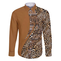 Africa Leopard Mix Native Tribal Pattern Family Matching Long Sleeve Bodycon Dress and Hawaiian Shirt LT9 - Wonder Print Shop