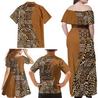 Africa Leopard Mix Native Tribal Pattern Family Matching Off Shoulder Maxi Dress and Hawaiian Shirt LT9 - Wonder Print Shop