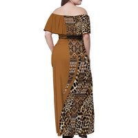 Africa Leopard Mix Native Tribal Pattern Family Matching Off Shoulder Maxi Dress and Hawaiian Shirt LT9 - Wonder Print Shop