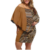 Africa Leopard Mix Native Tribal Pattern Family Matching Off Shoulder Short Dress and Hawaiian Shirt LT9 - Wonder Print Shop