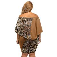 Africa Leopard Mix Native Tribal Pattern Family Matching Off Shoulder Short Dress and Hawaiian Shirt LT9 - Wonder Print Shop