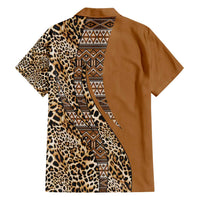 Africa Leopard Mix Native Tribal Pattern Family Matching Short Sleeve Bodycon Dress and Hawaiian Shirt - Wonder Print Shop