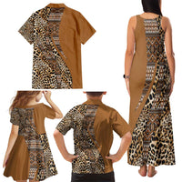 Africa Leopard Mix Native Tribal Pattern Family Matching Tank Maxi Dress and Hawaiian Shirt - Wonder Print Shop
