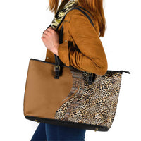 Africa Leopard Mix Native Tribal Pattern Leather Tote Bag - Wonder Print Shop