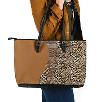 Africa Leopard Mix Native Tribal Pattern Leather Tote Bag - Wonder Print Shop