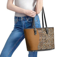 Africa Leopard Mix Native Tribal Pattern Leather Tote Bag - Wonder Print Shop