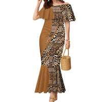 Africa Leopard Mix Native Tribal Pattern Mermaid Dress - Wonder Print Shop