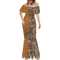 Africa Leopard Mix Native Tribal Pattern Mermaid Dress - Wonder Print Shop
