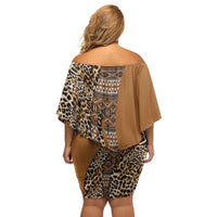 Africa Leopard Mix Native Tribal Pattern Off Shoulder Short Dress - Wonder Print Shop
