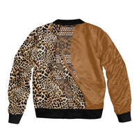 Africa Leopard Mix Native Tribal Pattern Sleeve Zip Bomber Jacket - Wonder Print Shop