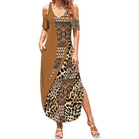 Africa Leopard Mix Native Tribal Pattern Summer Maxi Dress - Wonder Print Shop