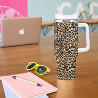 Africa Leopard Mix Native Tribal Pattern Tumbler With Handle - Wonder Print Shop
