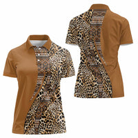 Africa Leopard Mix Native Tribal Pattern Women Polo Shirt - Wonder Print Shop